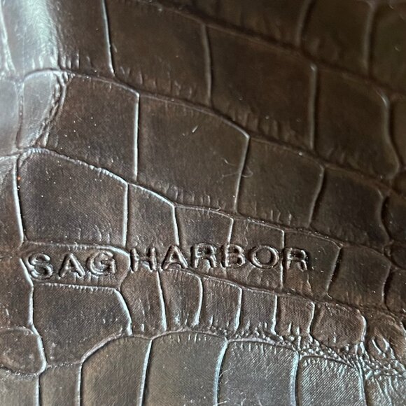 Sag Harbor Faux Croc Crocodile‎ Handbag Large Purse Dark Brown 13" width - Picture 8 of 8